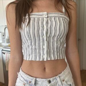 Brandy Melville Sailor Stripe Button Up Crop Top Tank One Size